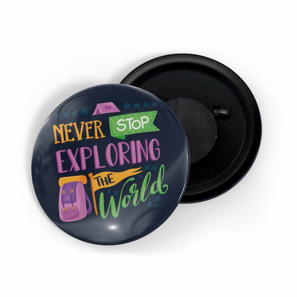 dhcrafts Fridge Magnet Black Never Stop Exploring The World Adventure Glossy Finish Design Pack of 1 (58mm)